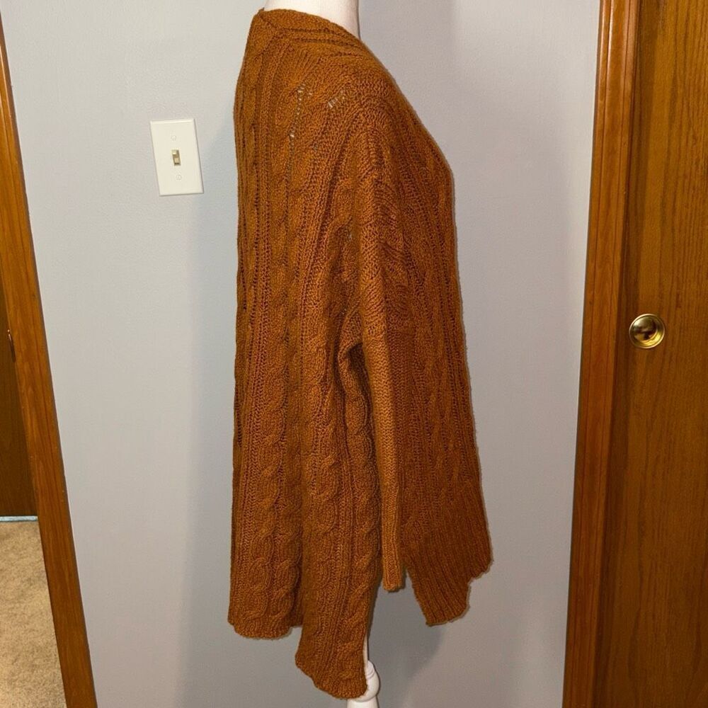 Free People chunky cable knit oversized‎ tunic sweater burnt orange size XS - Picture 4 of 10